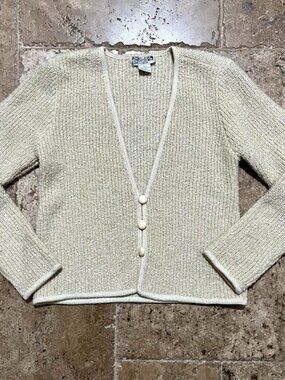 Adele Joyce Petites Cream Wool Blend Fitted Cardigan S